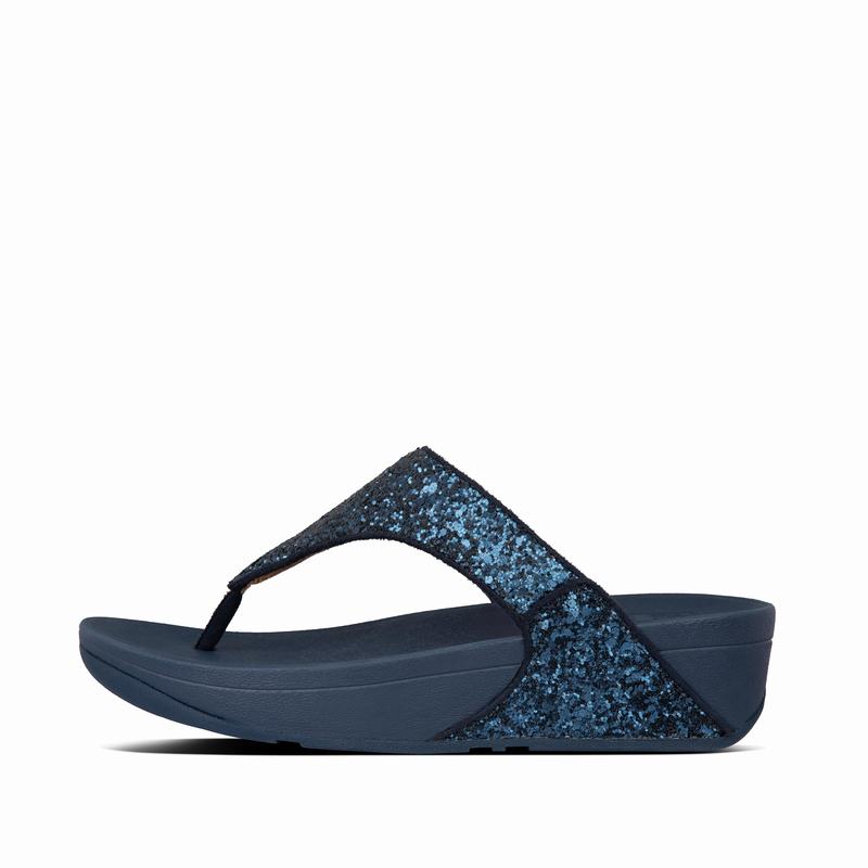 FitFlop Lulu Glitter Navy - FitFlop Zehentrenner Damen Schweiz [IRAD-50471]